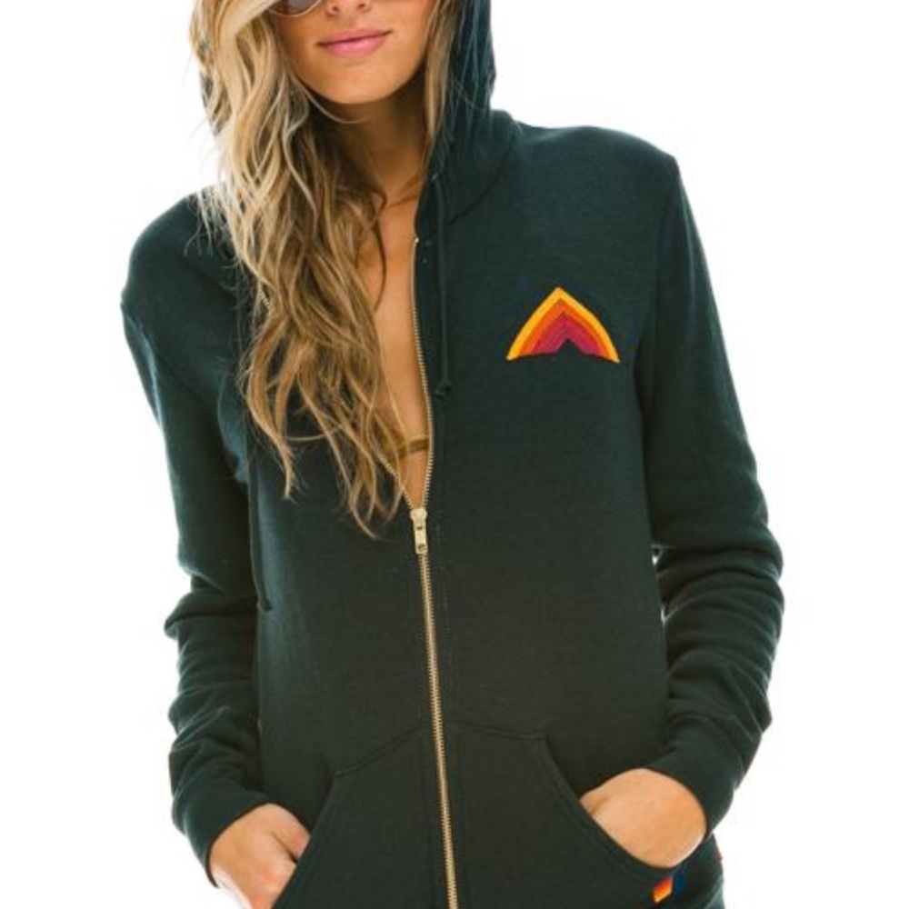 Aviator Nation Dark Gray Hoodie with Multicolor Chevron
